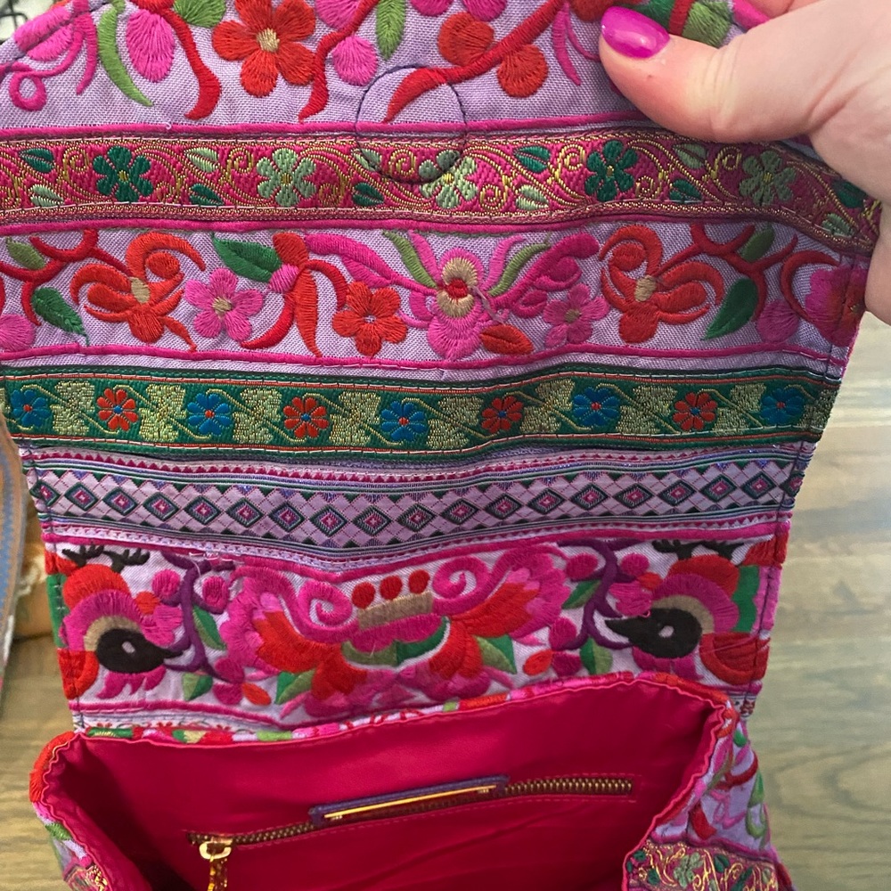 Blumera Nadine Purple Floral Embroidered Bohemian Backpack - Picture 7 of 8